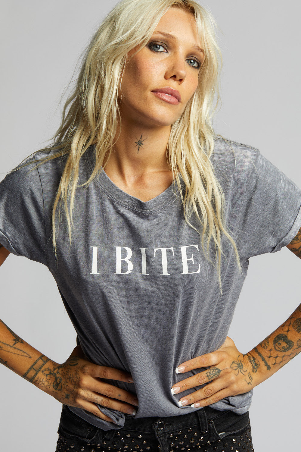 I Bite Grey Fitted Tee