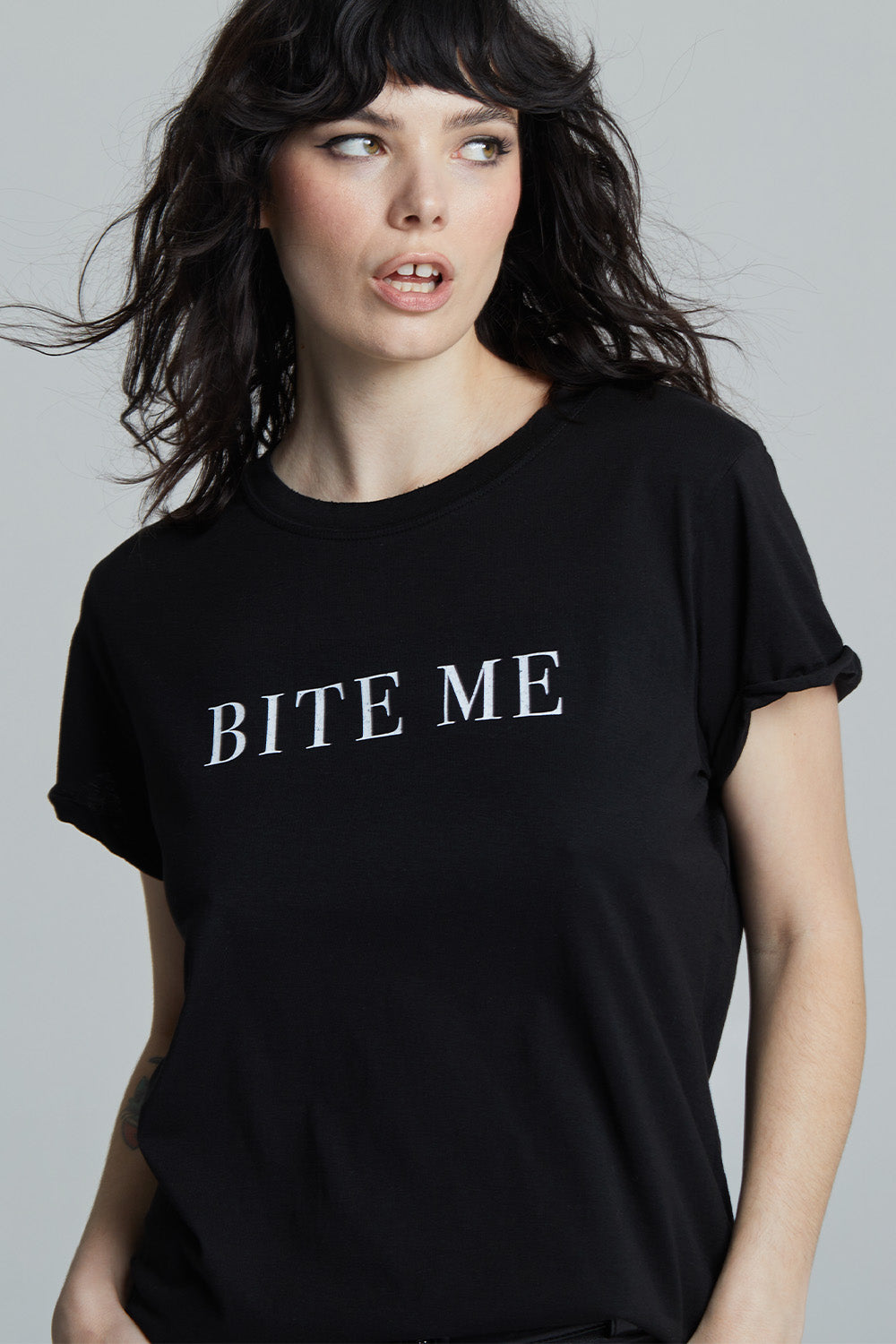 Bite Me Black Fitted Tee