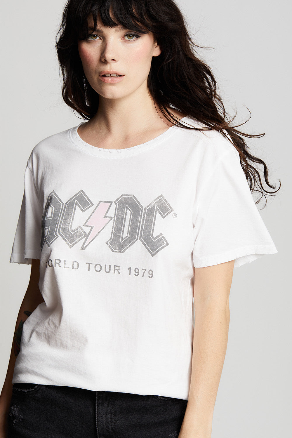 AC/DC Highway To Hell Bolt Distressed Boyfriend Tee