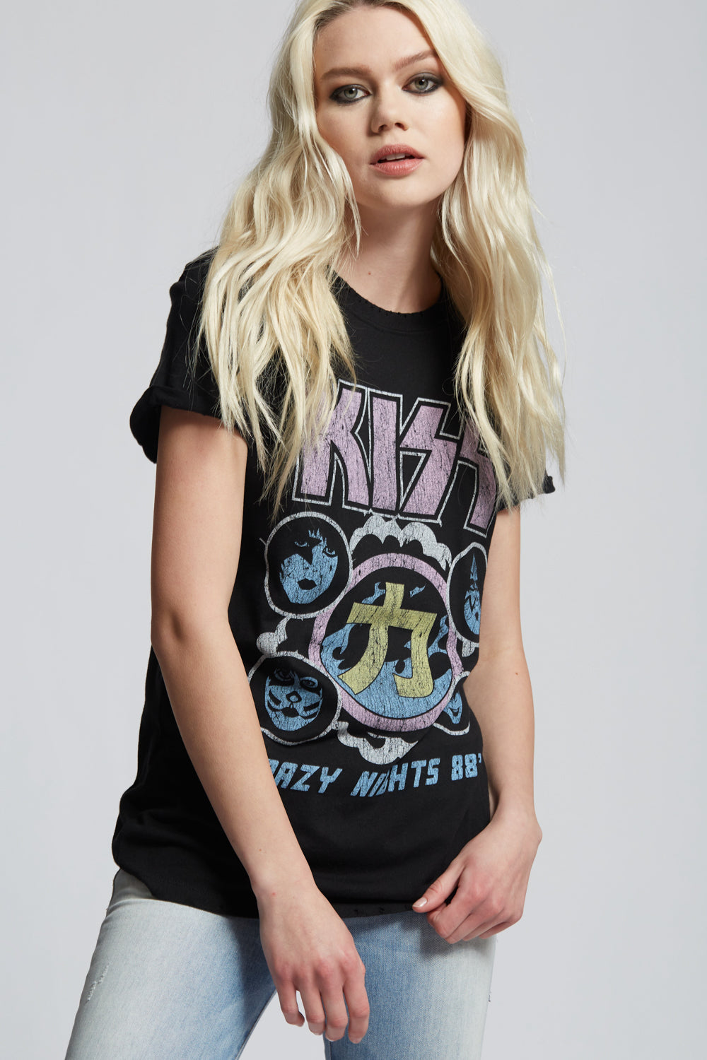 KISS Crazy Nights ’88 Tour Tee – Vintage Band T-Shirt by Recycled Karma – Fitted Black Graphic Shirt