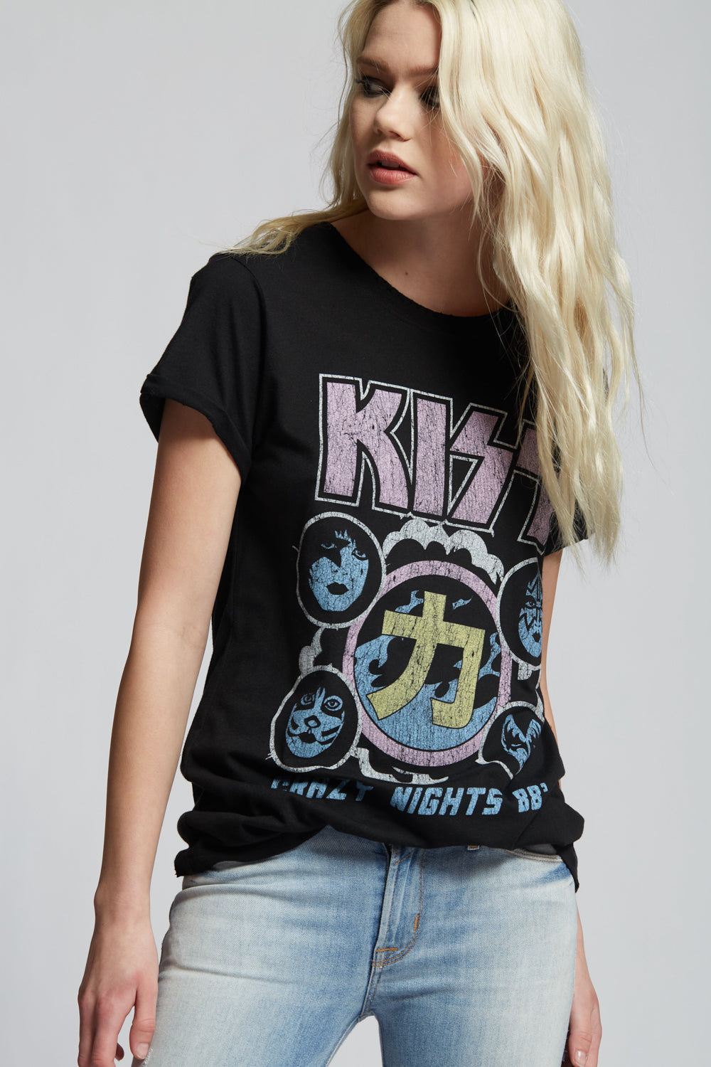 KISS Crazy Nights ’88 Tour Tee – Vintage Band T-Shirt by Recycled Karma – Fitted Black Graphic Shirt