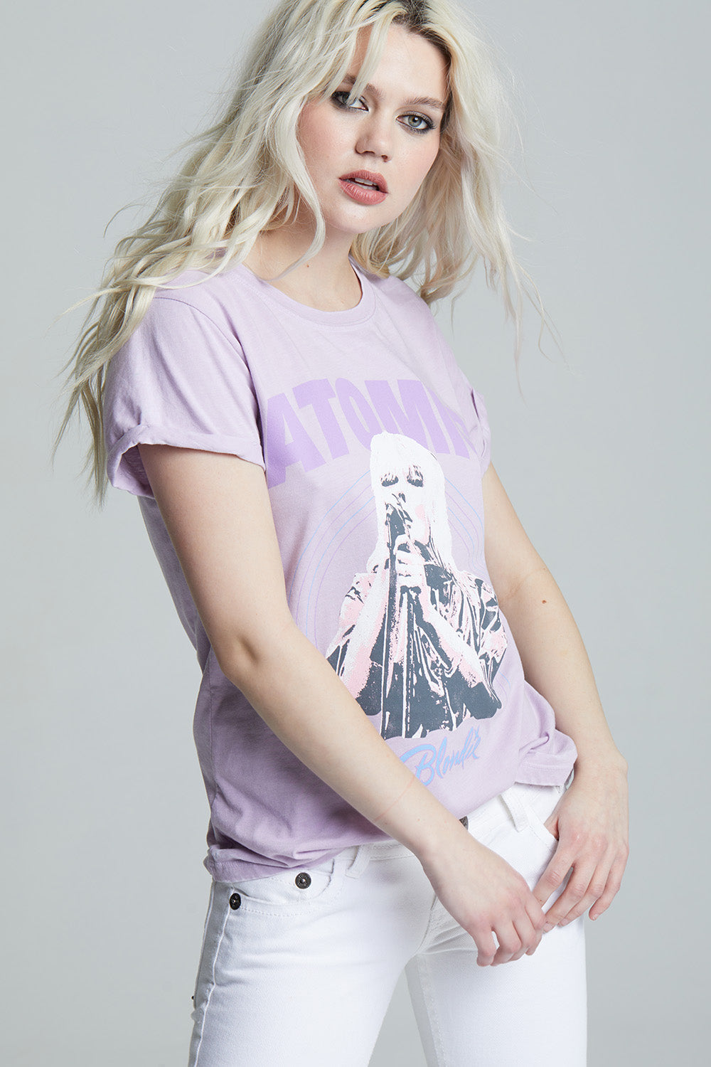 Women's Blondie Atomic T-shirt in Lilac with album graphics