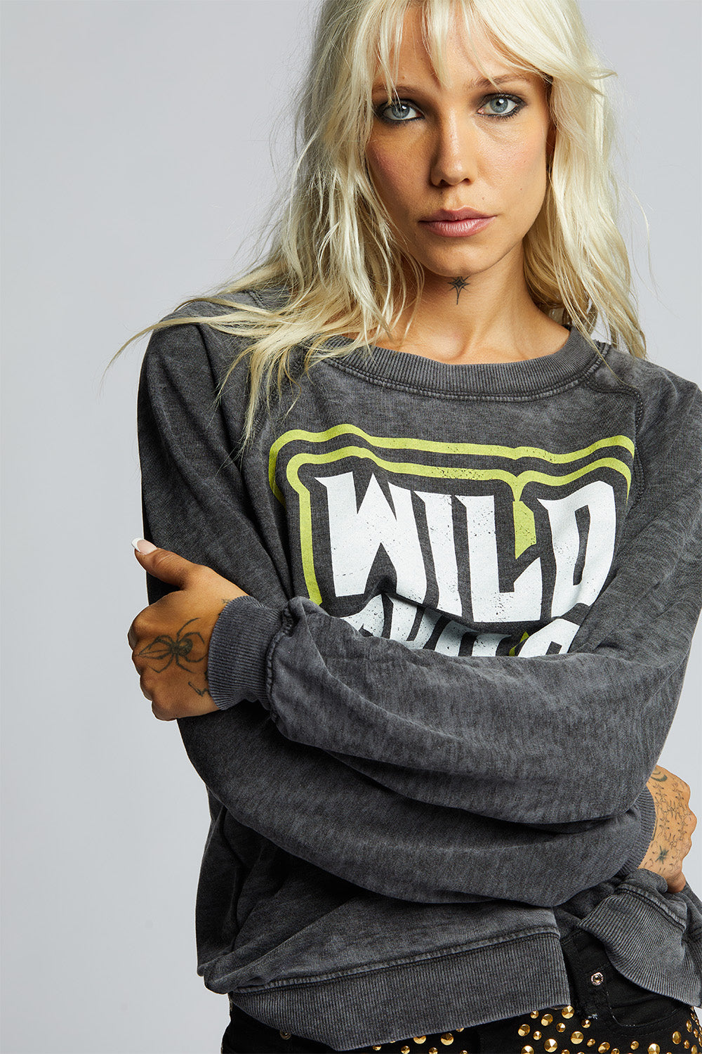 Wild Child Oversized Sweatshirt in Black with vintage-inspired graphic
