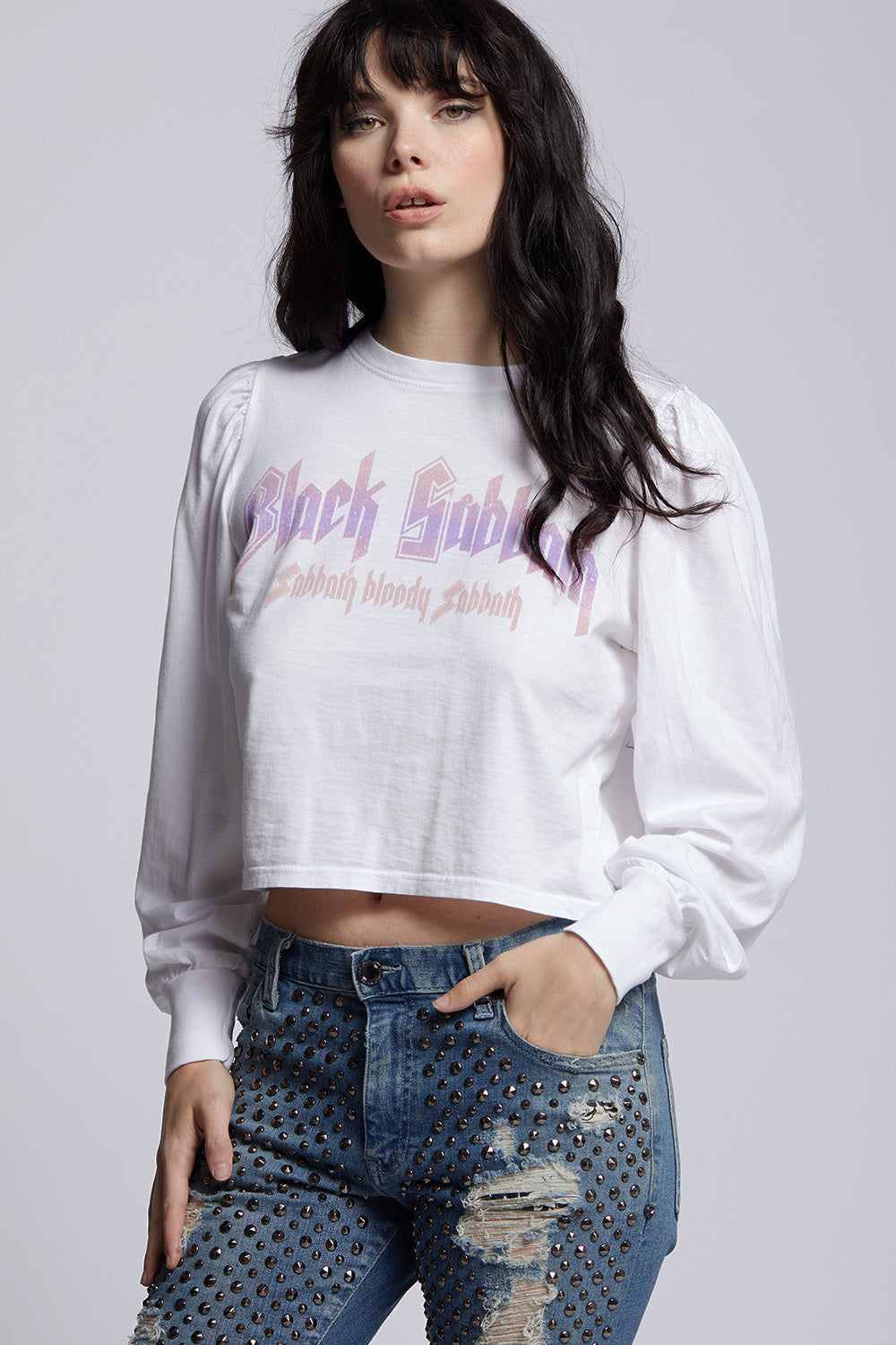 Black Sabbath Puff Sleeve Tee – Recycled Karma Sabbath Bloody Sabbath Crop