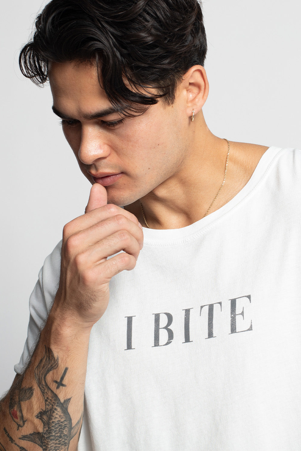 I Bite White Fitted Tee