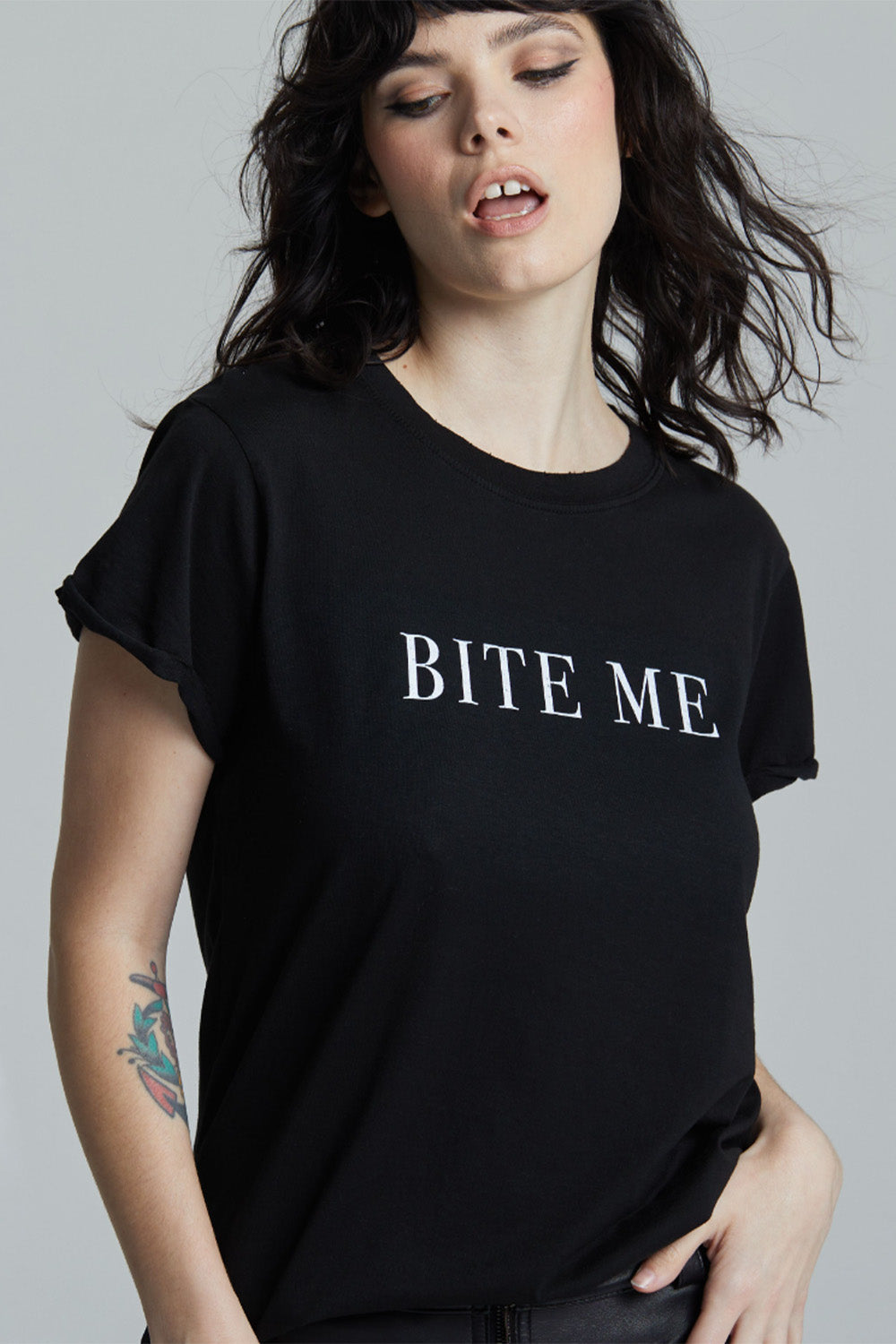 Bite Me Black Fitted Tee