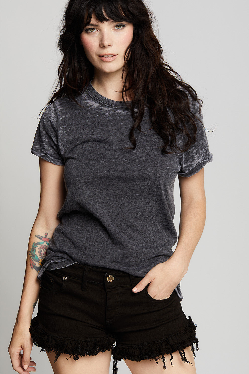 Black Distressed Tee
