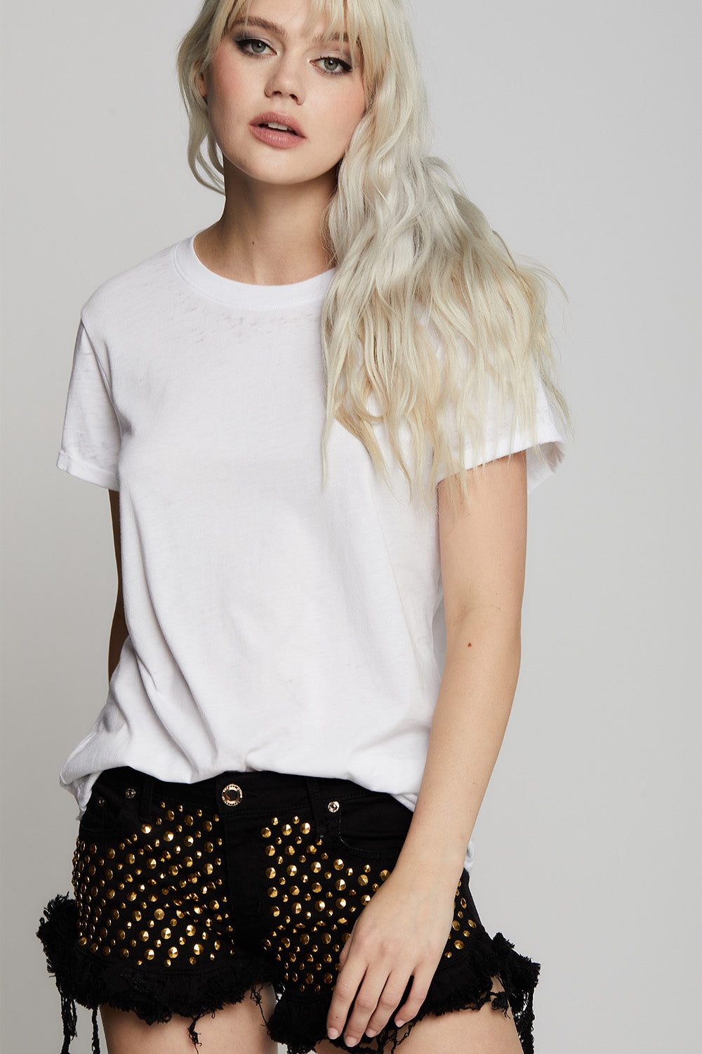 White Distressed Tee