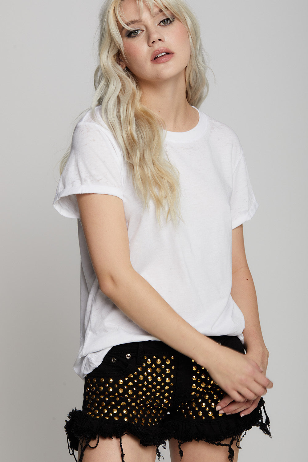 White Distressed Tee