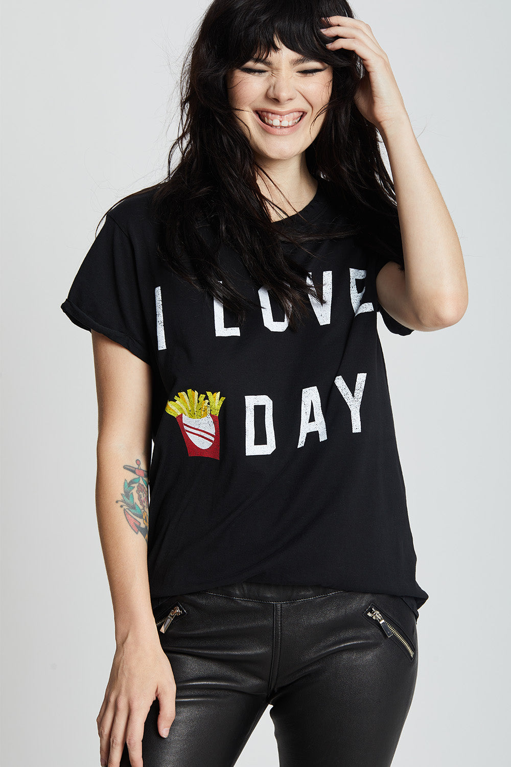 Women's I Love Fry-Day T-shirt in Black with "Fry-Day" graphic