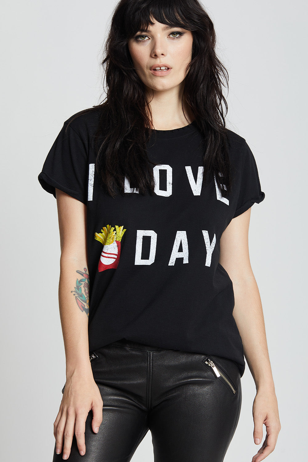 Women's I Love Fry-Day T-shirt in Black with "Fry-Day" graphic