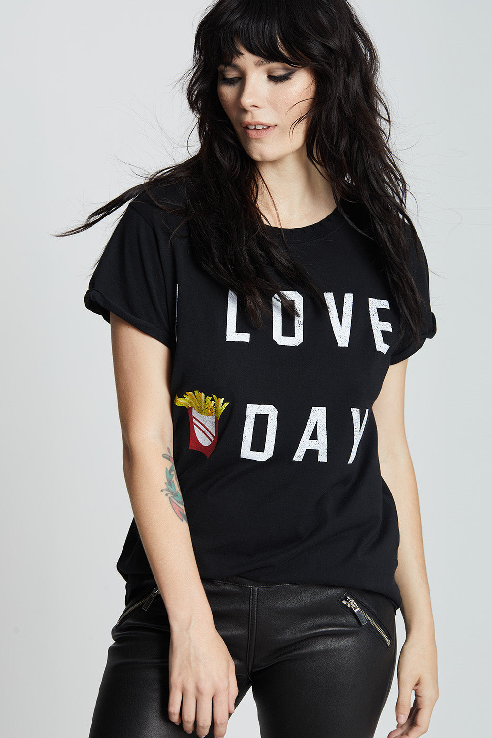 Women's I Love Fry-Day T-shirt in Black with "Fry-Day" graphic