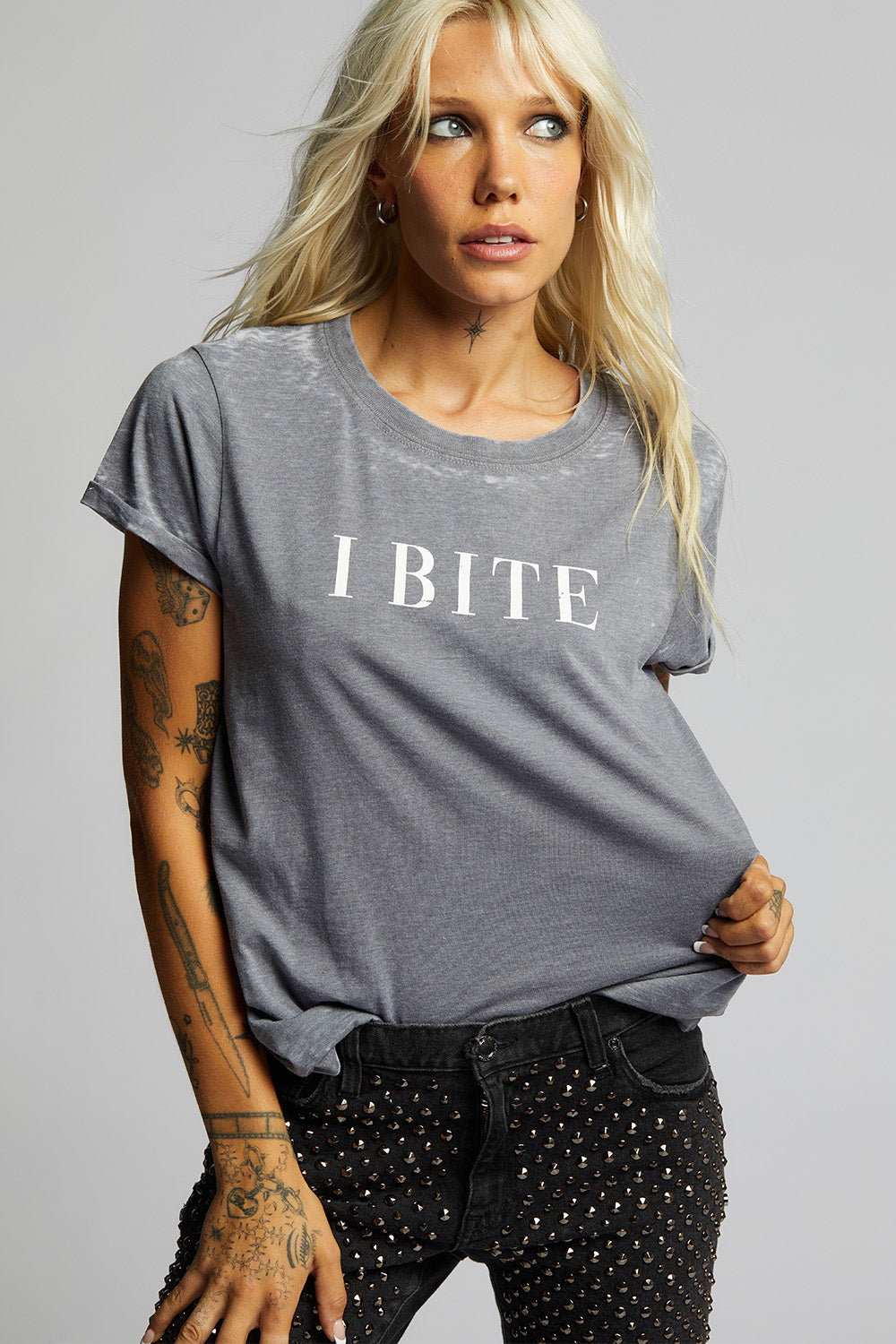 I Bite Grey Fitted Tee