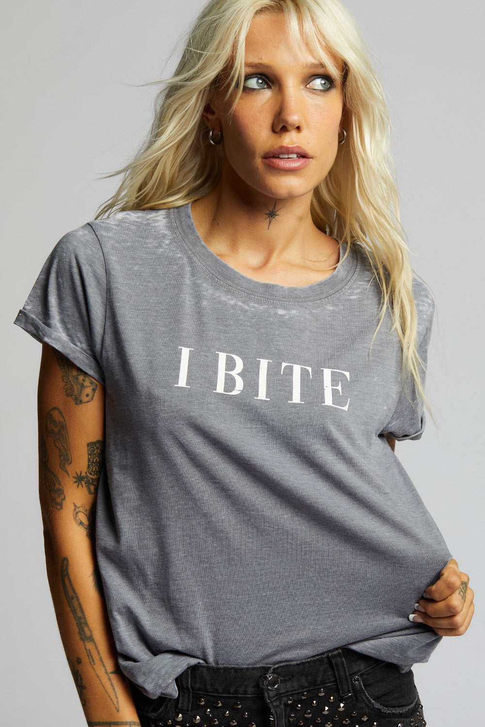 I Bite Grey Fitted Tee