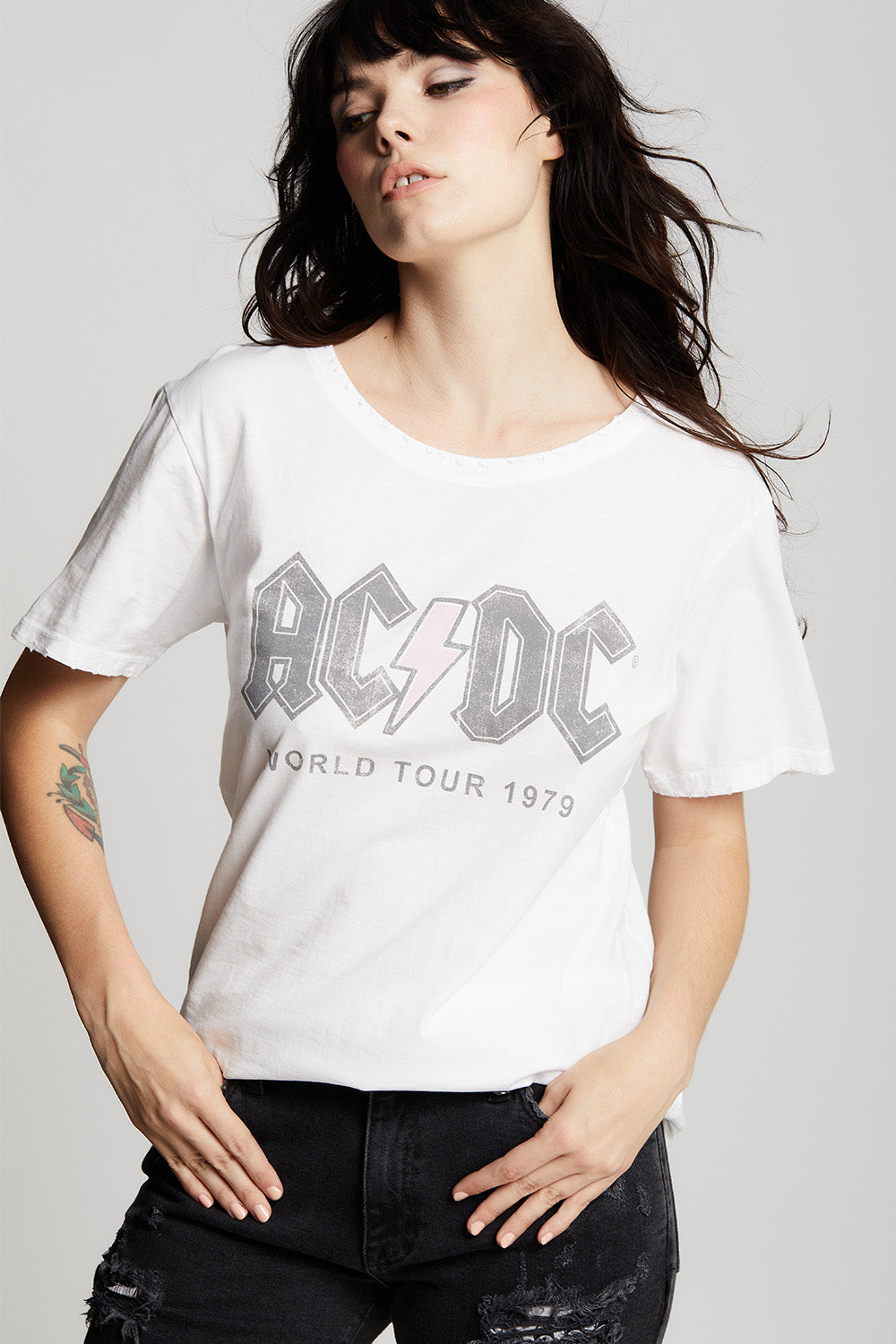 AC/DC Highway To Hell Bolt Distressed Boyfriend Tee