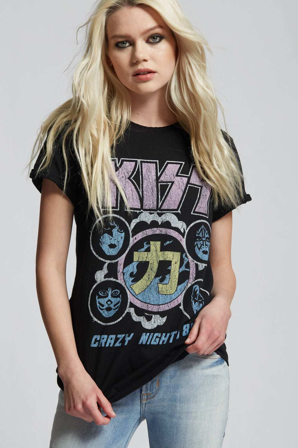 KISS Crazy Nights ’88 Tour Tee – Vintage Band T-Shirt by Recycled Karma – Fitted Black Graphic Shirt