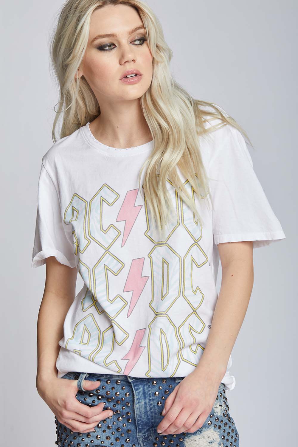 AC/DC Band Logo Animal Print Boyfriend Tee