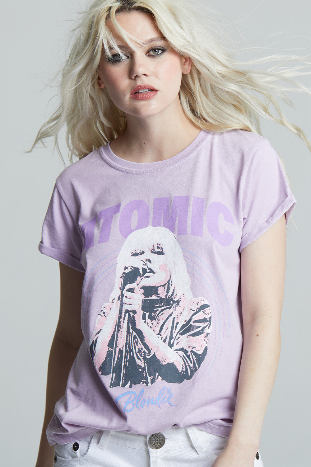 Women's Blondie Atomic T-shirt in Lilac with album graphics
