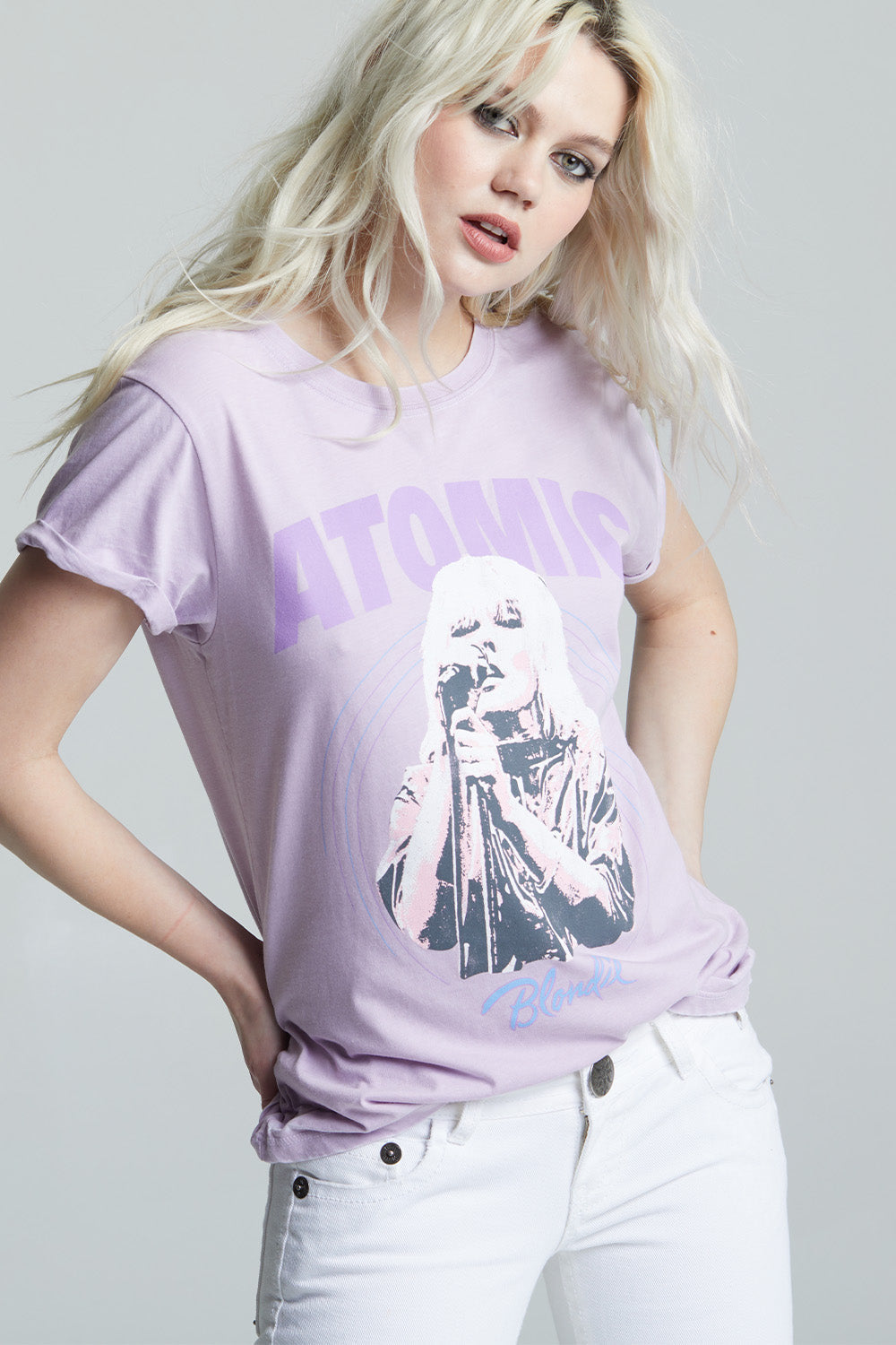 Women's Blondie Atomic T-shirt in Lilac with album graphics