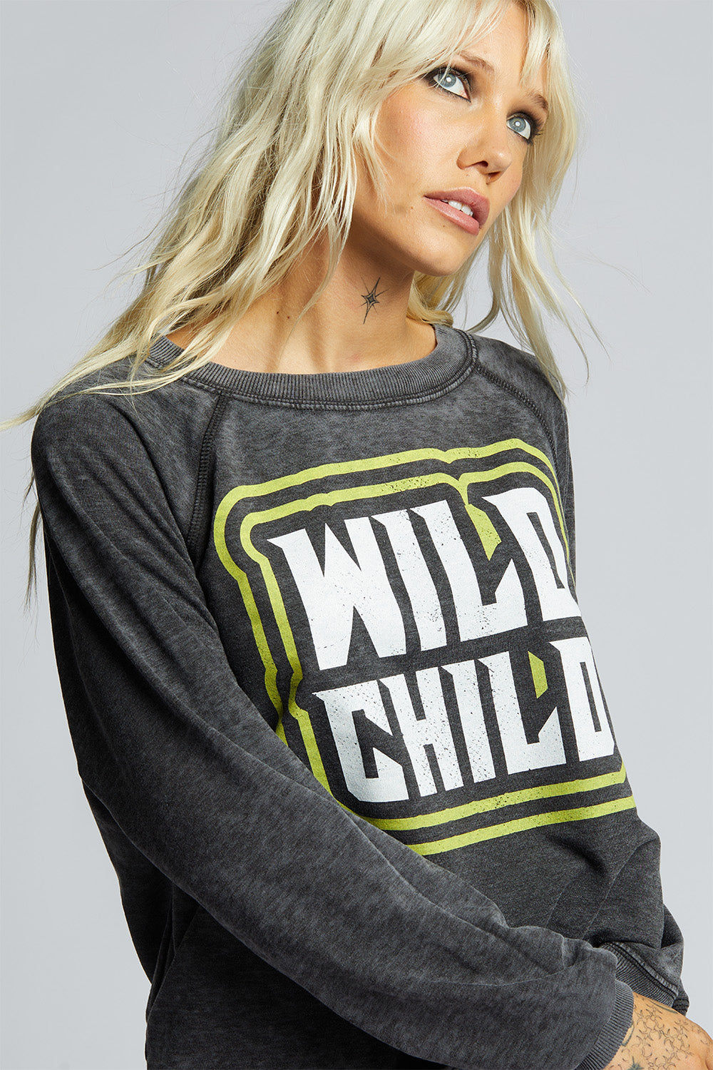 Wild Child Oversized Sweatshirt in Black with vintage-inspired graphic