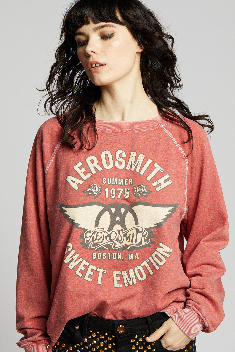 Women's Aerosmith Sweet Emotion Sweatshirt with band logo graphic