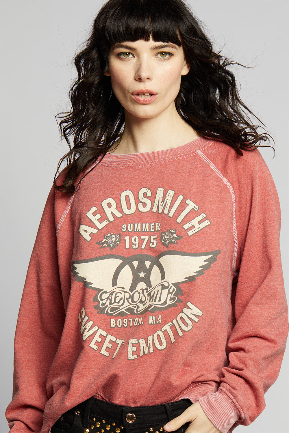Women's Aerosmith Sweet Emotion Sweatshirt with band logo graphic